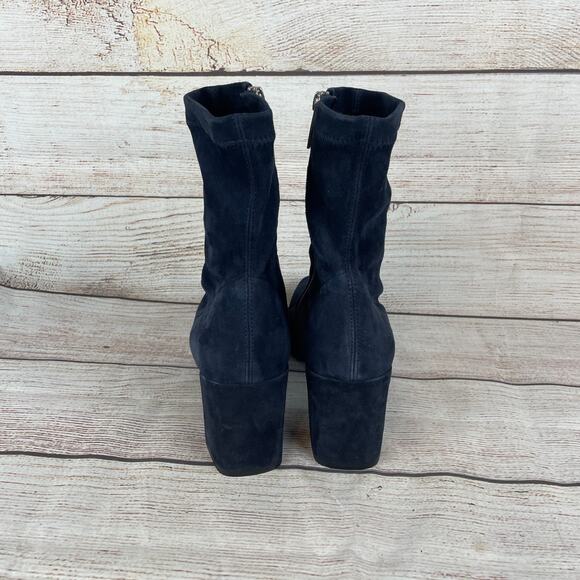Aquatalia Drusilla Womens Sz 11 Ankle Boots Booties Navy Blue Suede Zip - Picture 5 of 10